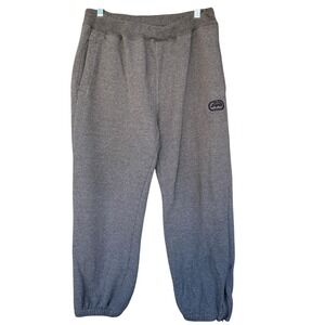 Ecko Unltd Sweatpants Mens Medium Gray Fleece Elastic Waist Zip Ankles Pockets